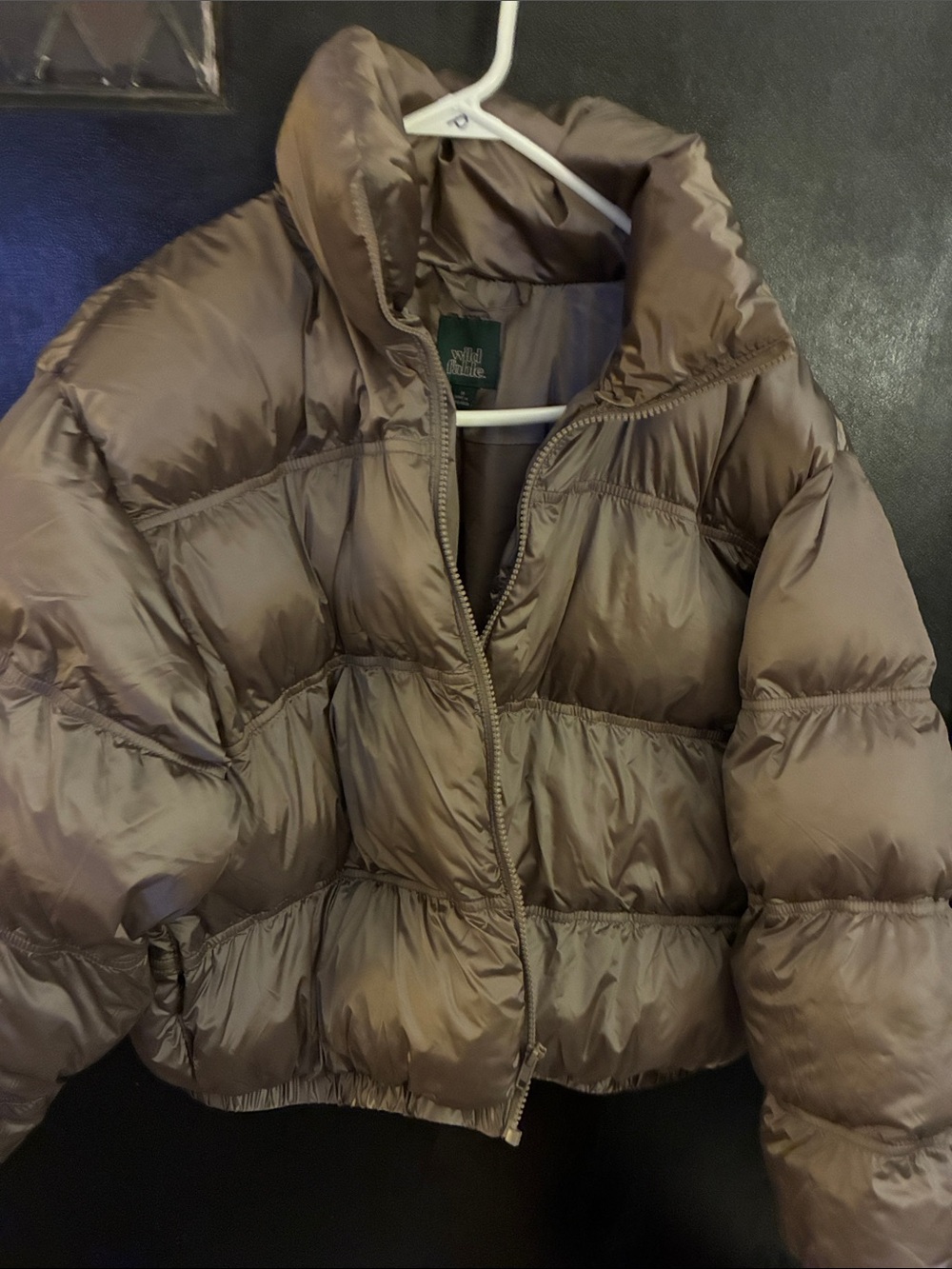 wild fable Quilted Puffer Jacket in Taupe Brown M NWT